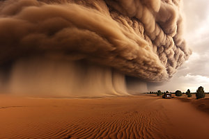 沙尘暴沙漠风暴黄沙漫天摄影图