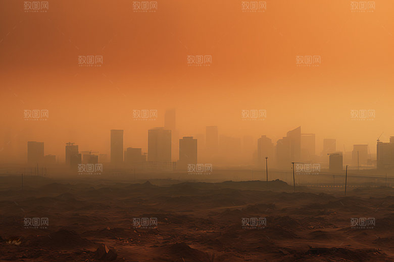沙尘暴自然灾害极端天气摄影图