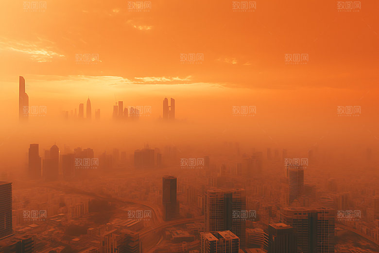 沙尘暴沙漠风暴黄沙漫天摄影图