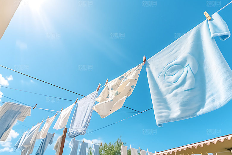 晒衣服生活场景家居生活摄影图