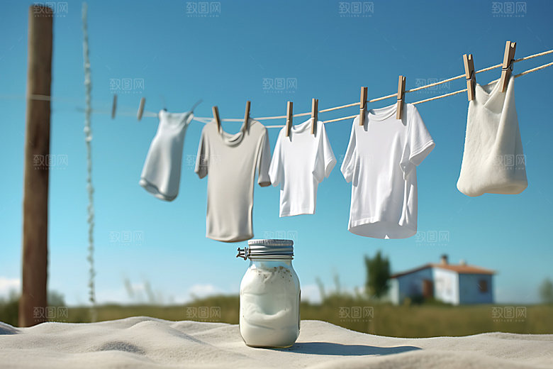 晒衣服生活场景家居生活摄影图