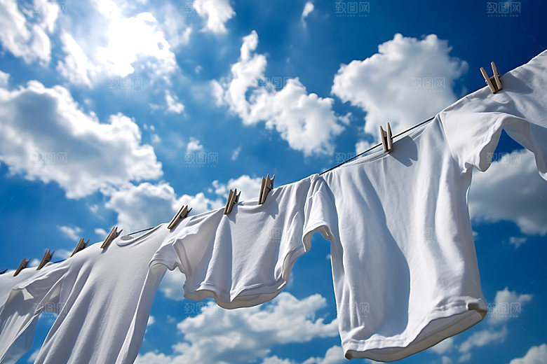 晒衣服清新高清摄影图