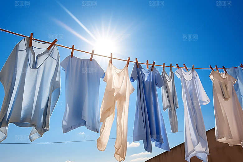 晒衣服晾衣服晾晒摄影图