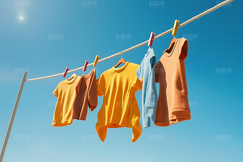晒衣服家居生活明亮摄影图