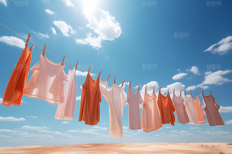 晒衣服高清明亮摄影图