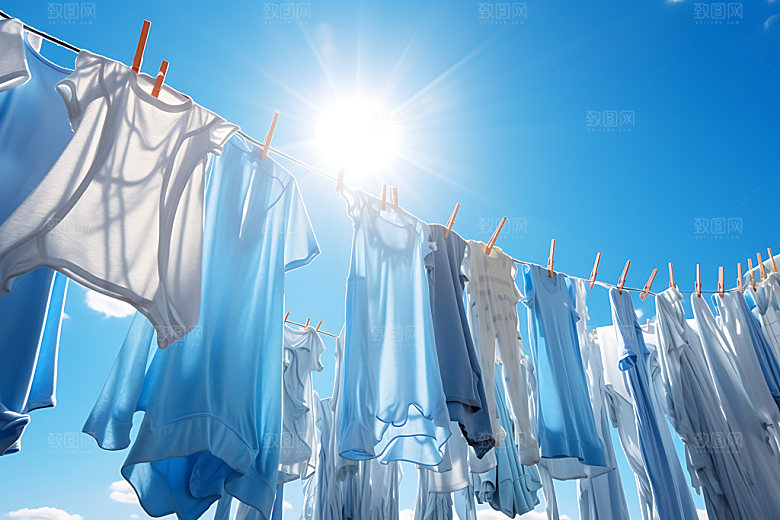 晒衣服高清明亮摄影图
