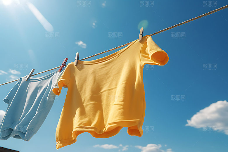 晒衣服明亮晾晒摄影图