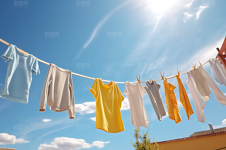 晒衣服家居生活晴天摄影图