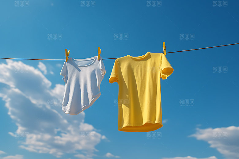 晒衣服家居生活生活场景摄影图