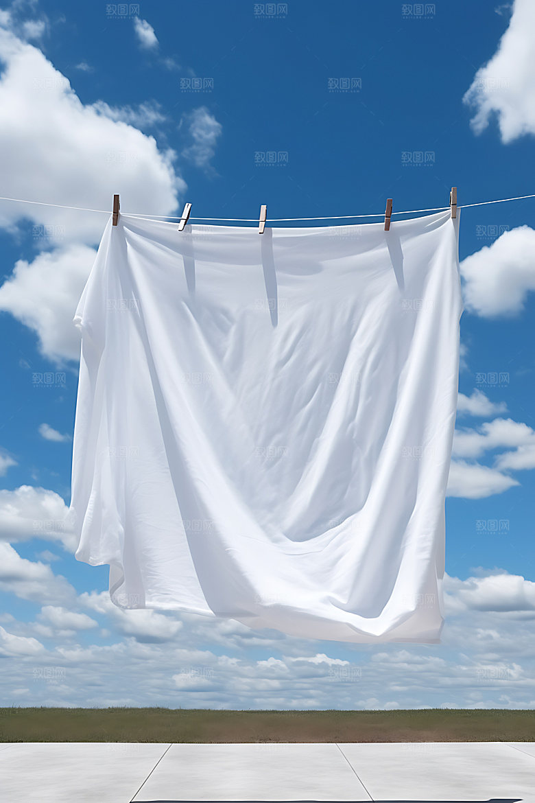 晒衣服晴天晾衣服摄影图