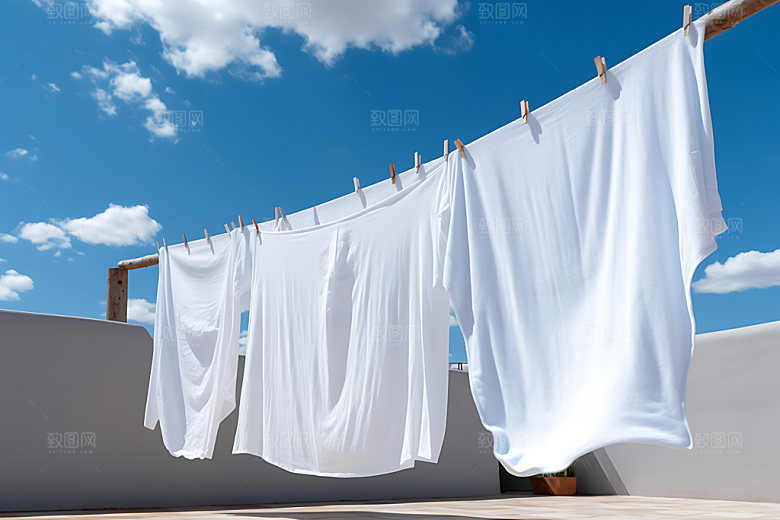 晒衣服生活场景高清摄影图
