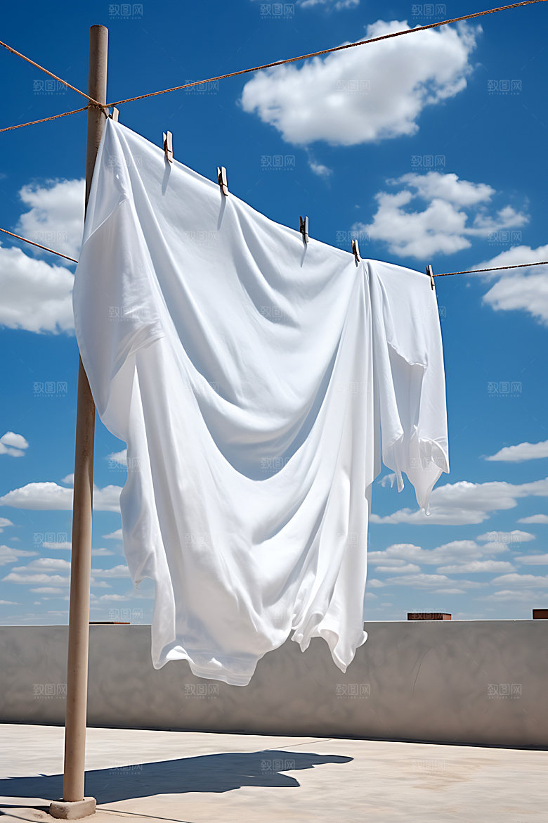 晒衣服晾衣服晴天摄影图
