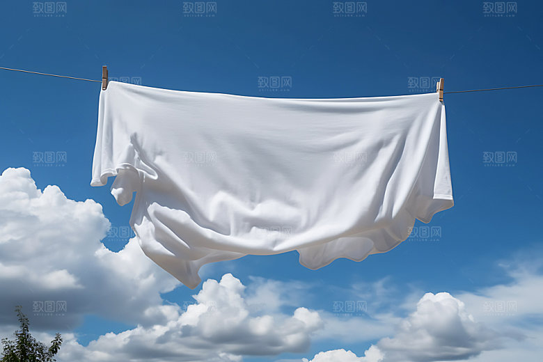 晒衣服明亮家居生活摄影图