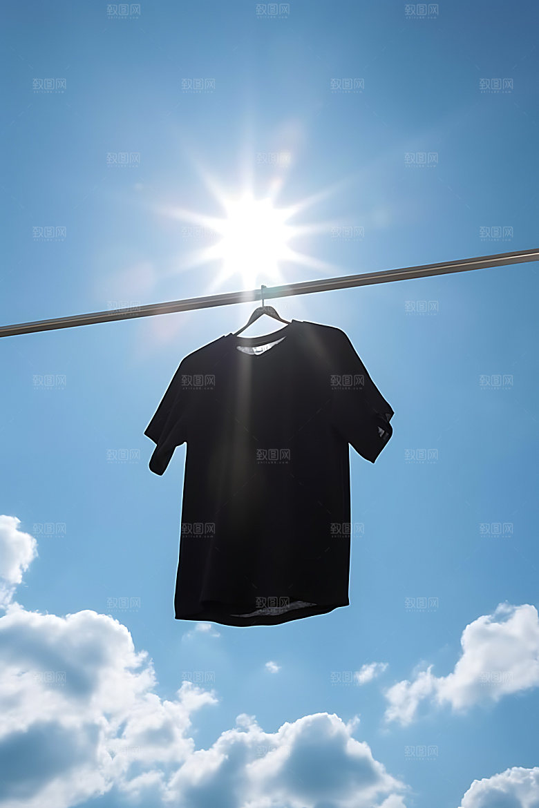 晒衣服晴天高清摄影图