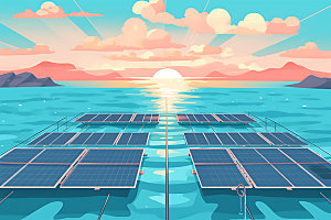 太阳能发电环保清洁能源扁平风插画