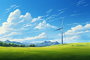 风力发电高清风车摄影图