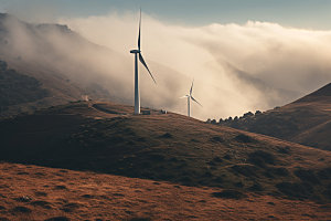 风力发电风车风能电站摄影图