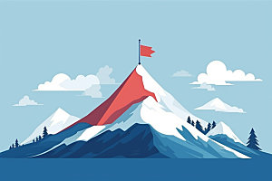 山顶红旗登高登山元素