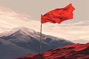 山顶红旗目标登山元素