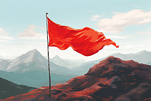 山顶红旗活动团队元素