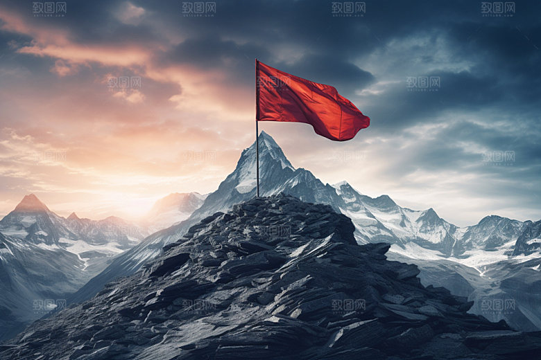 山顶红旗活动登高元素