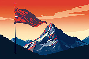 山顶红旗登高登山元素