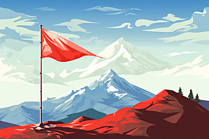 山顶红旗企业文化登山元素