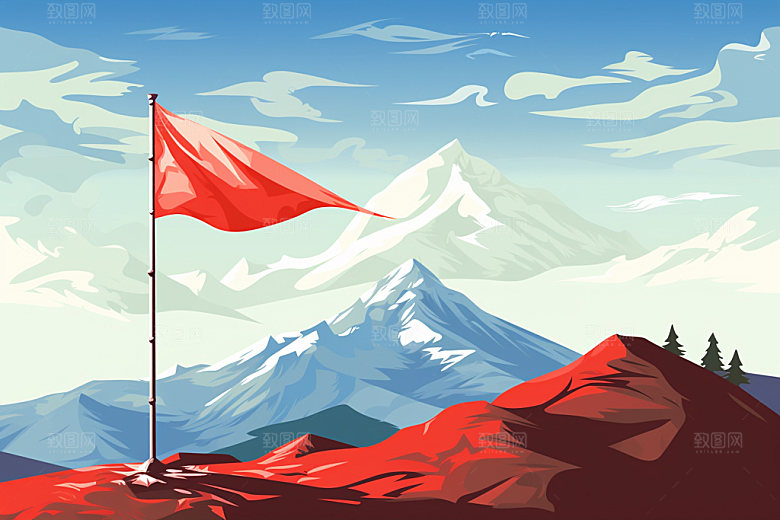 山顶红旗企业文化登山元素