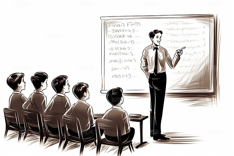 老师上课教学学习扁平风插画