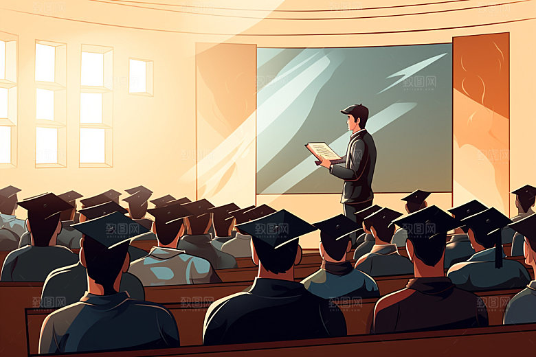 老师上课教学校园扁平风插画
