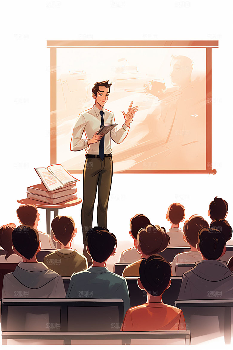 老师上课教学校园扁平风插画