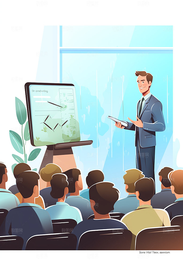 老师上课学校培训扁平风插画