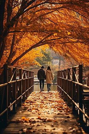 旅游赏秋黄色高清摄影图