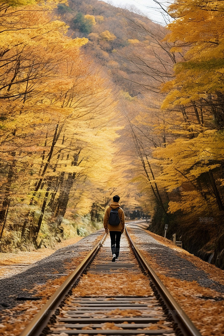 旅游赏秋旅行自由行摄影图