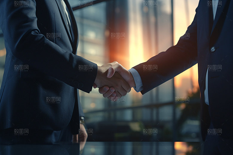商务合作握手协作摄影图