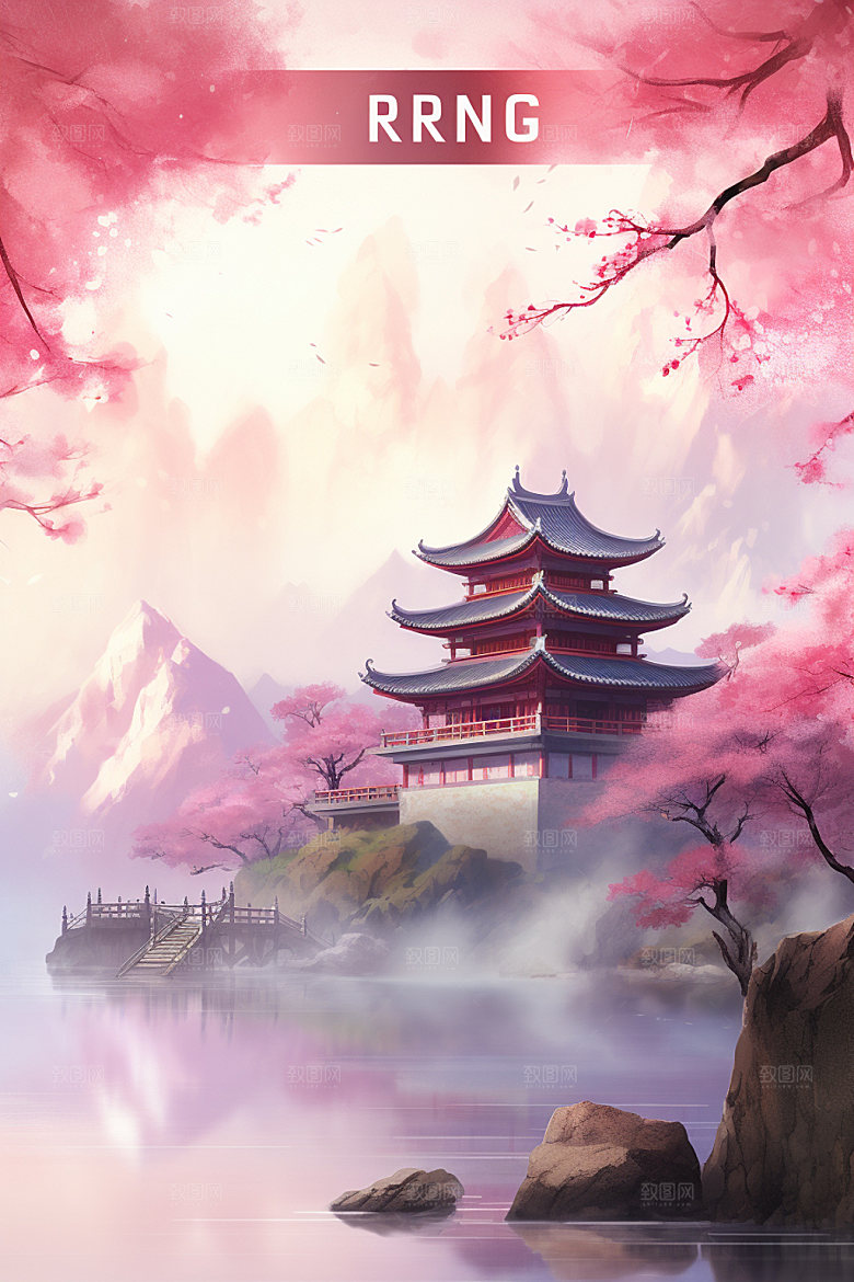 山水风光唯美中国风插画