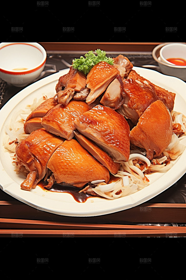 烧鸡特色美食美味插画