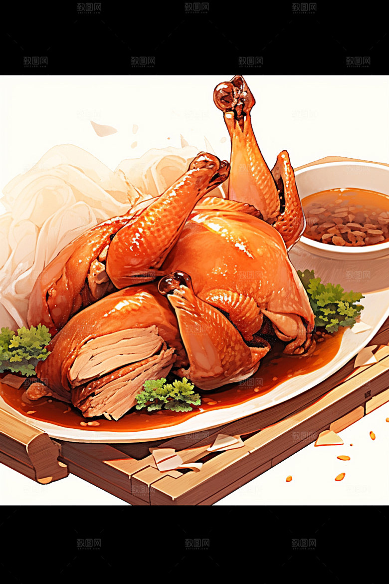 烧鸡腊味烧腊插画