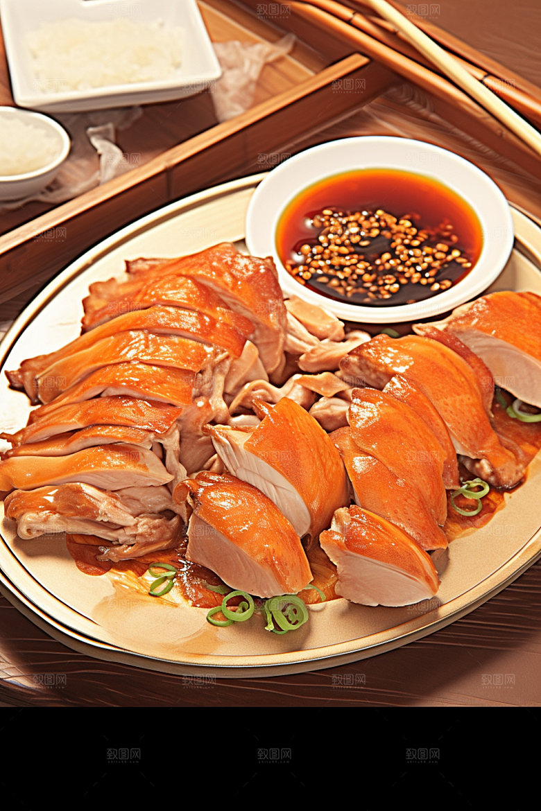 烧鸡广式料理腊味插画