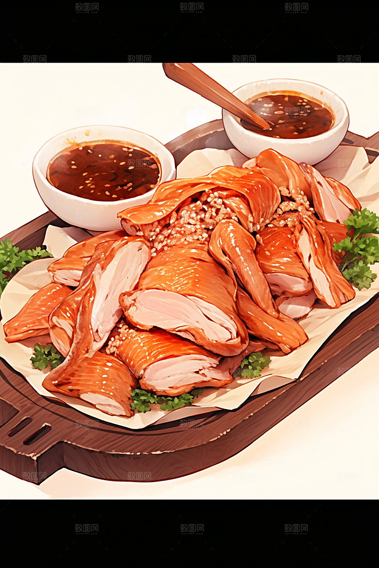 烧鸡美味腊味插画