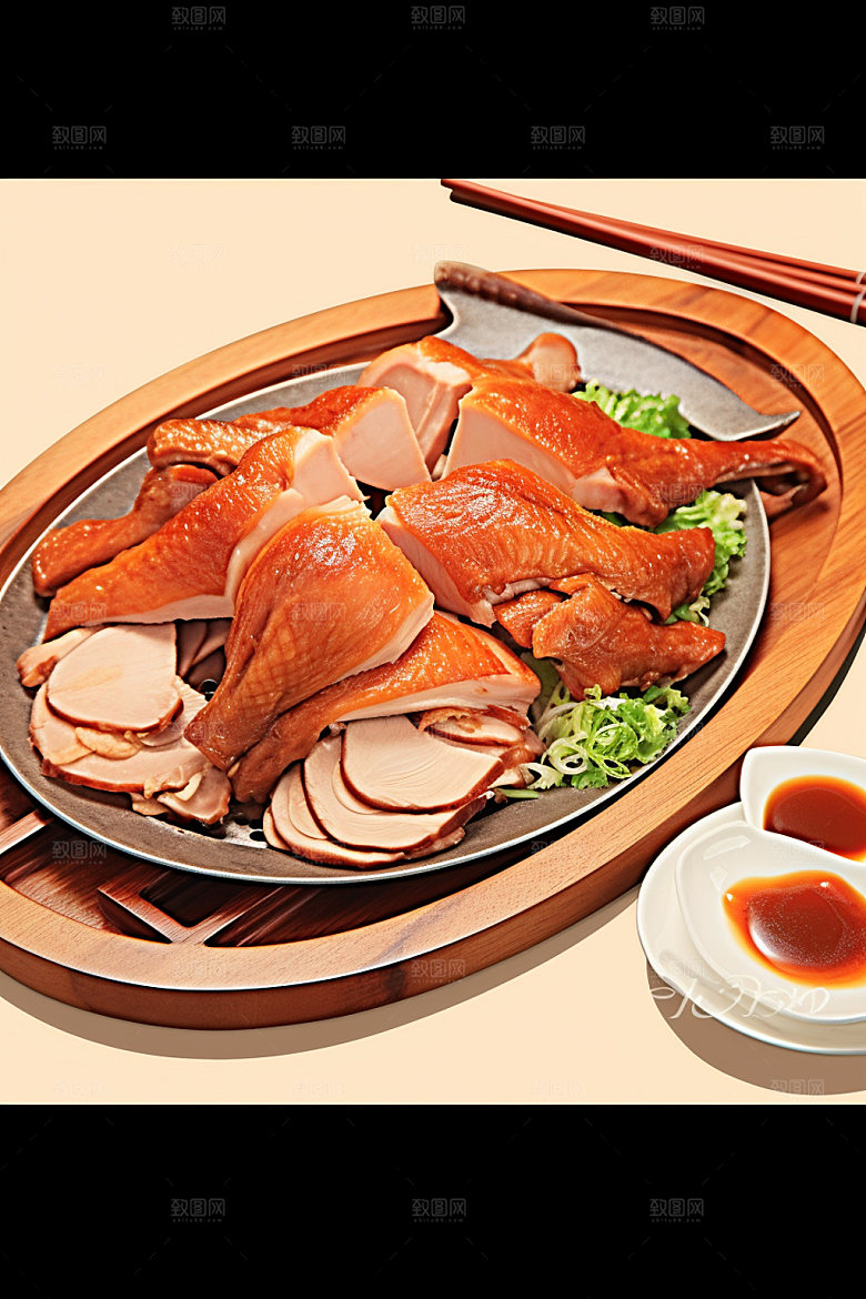 烧鸡腊味特色美食插画