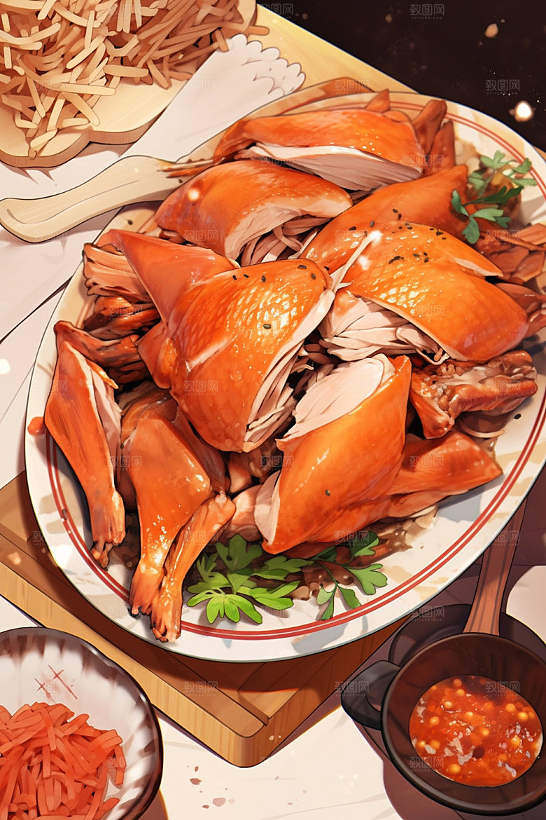 烧鸡美味烤鸡插画