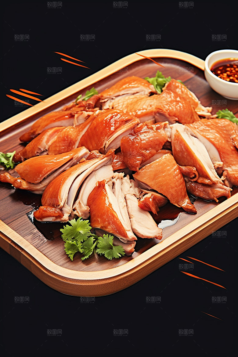 烧鸡广式料理美味插画