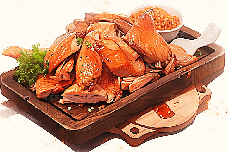 烧鸡烧腊美味插画