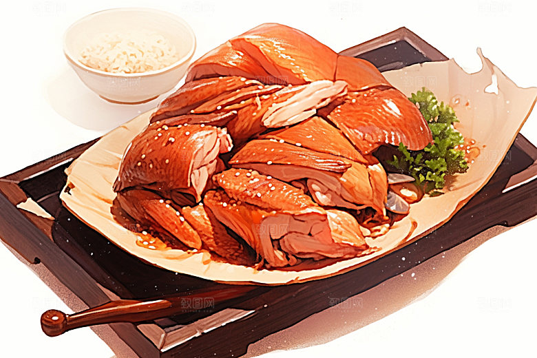 烧鸡腊味美味插画