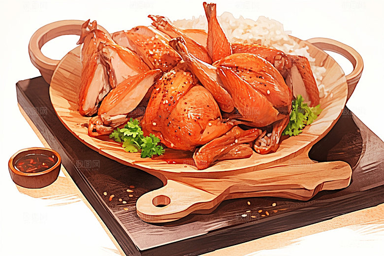 烧鸡腊味烧腊插画