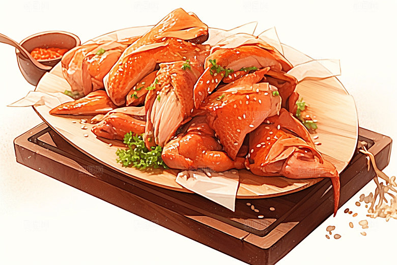 烧鸡特色美食粤菜插画
