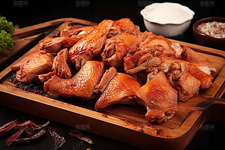 烧鸡腊味特色美食摄影图