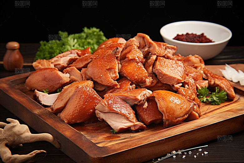 烧鸡粤菜广式料理摄影图