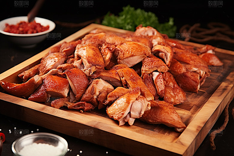 烧鸡烤鸡腊味摄影图